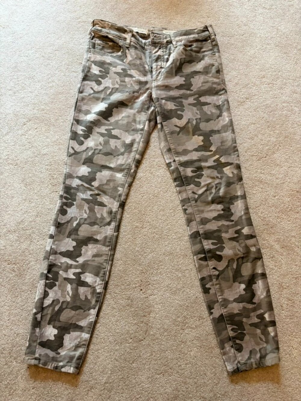 Pilcro & Letterpress Camo velour jean| Size 27 | High-Rise Skinny Green & Brown